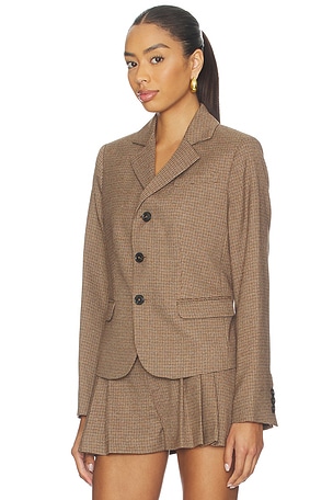 FRAME Plaid Riding Blazer in Brown