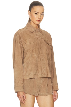 FRAME The Suede Utility Jacket in Tan