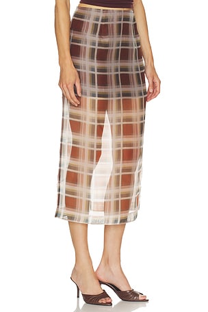 FRAME The Plaid Organza Skirt in Silver Peony Mult. Size 2. Also