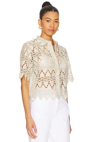 FRAME The Lace Button Up Shirt in Mint