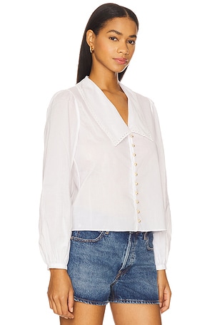 FRAME The Eyelet Sailor Blouse in White