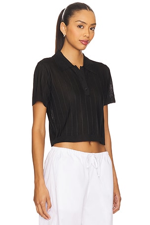 FRAME The Ribbed Polo in Black