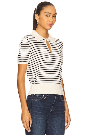 FRAME The Keyhole Polo in Ivory,Black