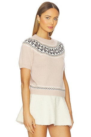 FRAME The Short Sleeve Cashmere Fairisle in Blush