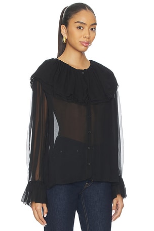 FRAME Tiered Statement Blouse in Black