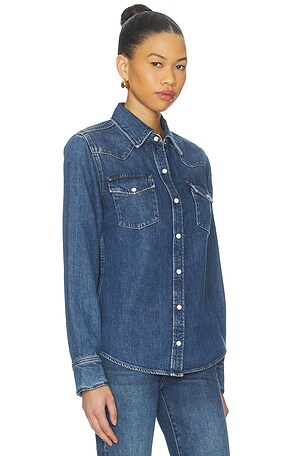 FRAME Classic Shirt in Blue. Size XS. Also