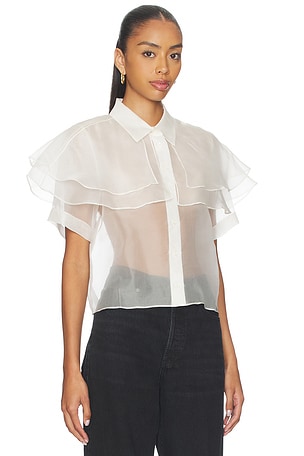 FRAME Organza Cape Top in Cream
