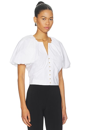 FRAME Dramatic Sleeve Blouse in White