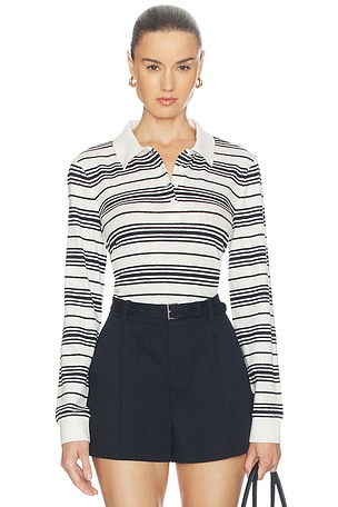 The Striped Long Sleeve Polo FRAME