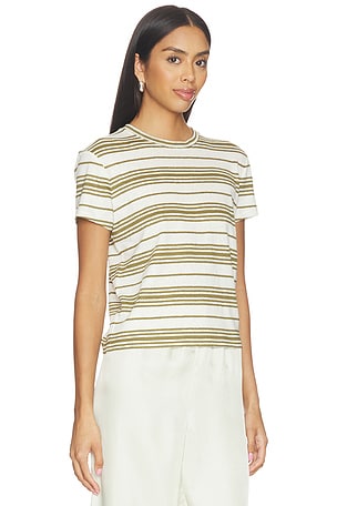 FRAME The Linen Baby Tee in Army,Neutral