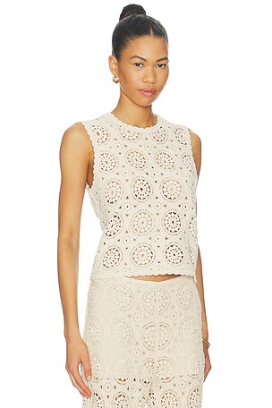 FRAME The Crochet Tank in Cream