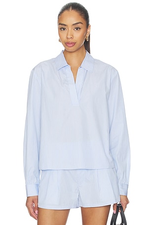 The Striped Long Sleeve Popover Top FRAME