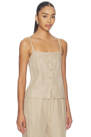 FRAME The Linen Button Cami in Beige