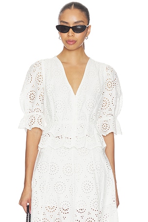 The Deco Eyelet Tiered Blouse FRAME