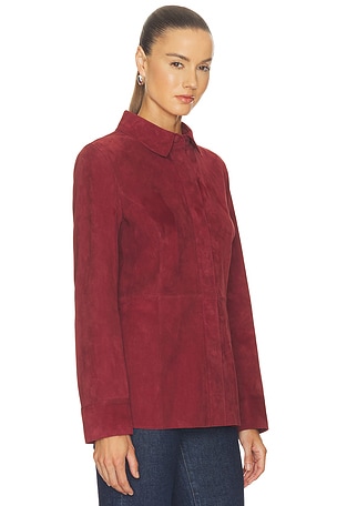 FRAME The Suede Shirt in Red. Size XS. Also