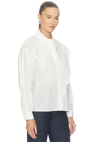 FRAME The Poplin Equestrian Shirt in White