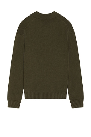 FRAME Polo Sweater in Dark Green