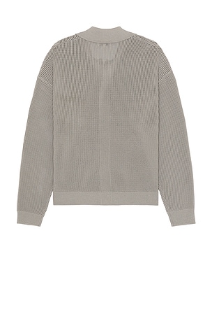 FRAME Open Knit Cardigan in Light Grey