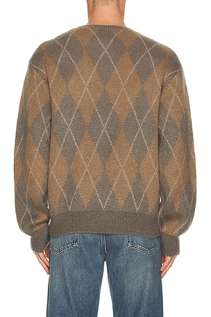 FRAME Argyle Sweater in Taupe. Size XXL/2X. Also