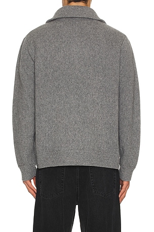 FRAME Wool Zip Sweater in Grey