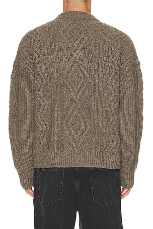 FRAME Cable Polo Sweater in Brown