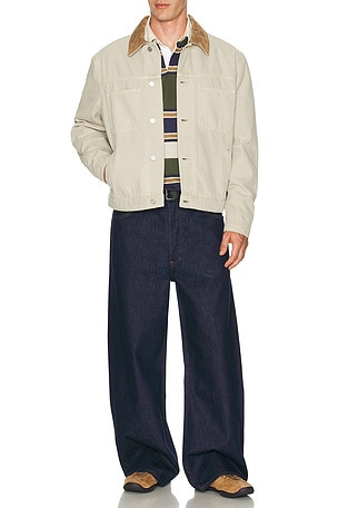 FRAME Canvas Utility Jacket in Beige. Size XL/1X. Also