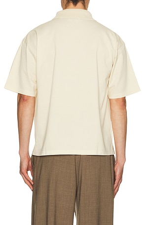 FRAME Zip Polo Shirt in Cream