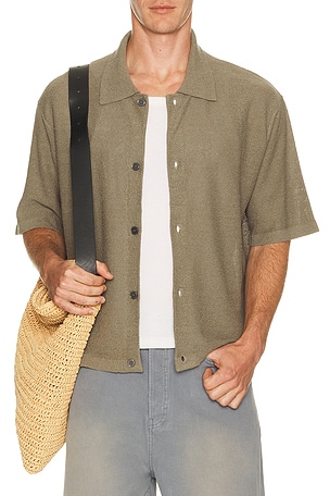 Light Cotton Silk Short Sleeve Cardigan FRAME