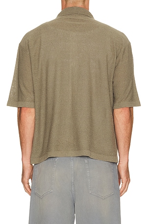 FRAME Light Cotton Silk Short Sleeve Cardigan in Brown