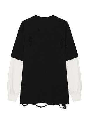 Funeral Apparel Distressed Thermal Long Sleeve T-Shirt in Black