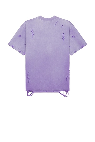 Funeral Apparel Washed Distressed Crop T-Shirt in Purple