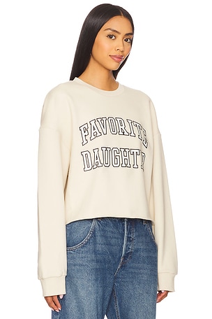Favorite Daughter Cropped Collegiate Sweatshirt in Beige