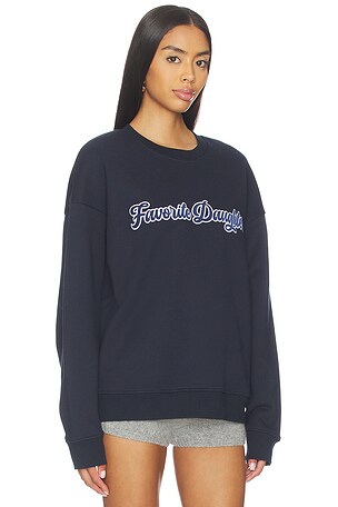 Favorite Daughter The Varsity Embroidered Sweater in Navy