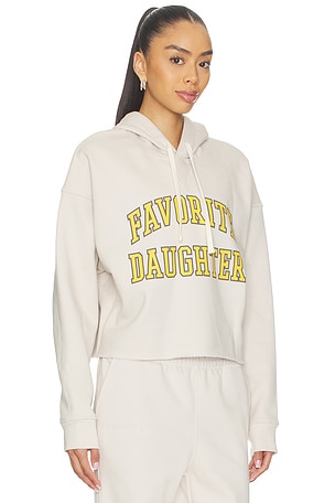 Favorite Daughter The Cropped Collegiate Hoodie in Neutral