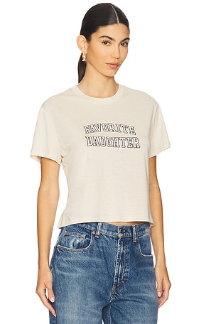 Favorite Daughter Favorite Daughter Cropped Collegiate Tee in Beige