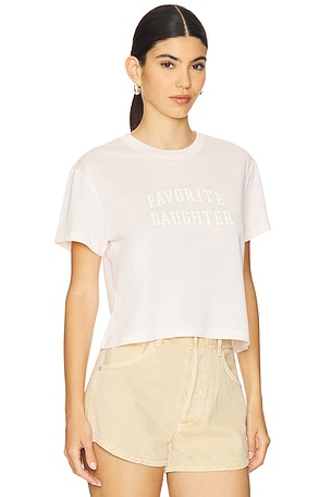 Favorite Daughter Favorite Daughter Cropped Collegiate Tee in Blush. Size XS. Also