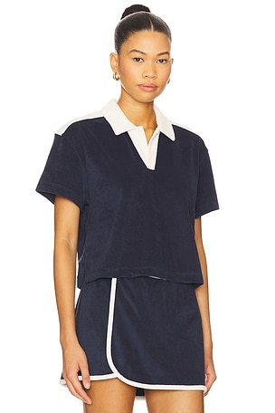 Favorite Daughter The Crop Beach Shirt in Navy