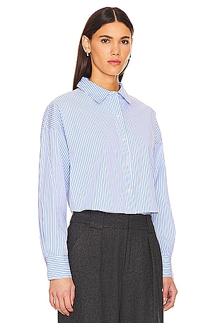 Favorite Daughter The Crop Ex-Boyfriend Shirt in Blue