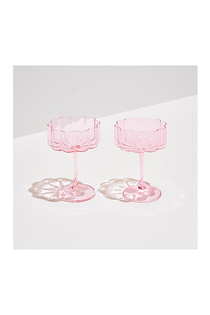 Fazeek Wave Coupe Glasses Set of 2 in Pink