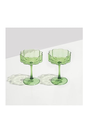 Fazeek Wave Coupe Glasses Set of 2 in Green