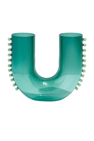 FLORERO PEARL U VASE IN TEAL & JADE Fazeek