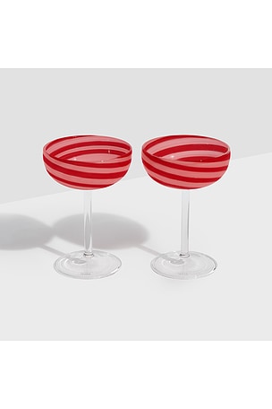 Fazeek Swirl Coupe Glasses Set Of 2 in Red