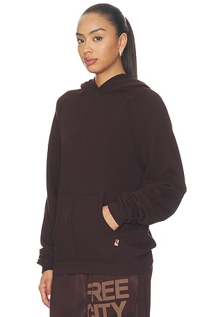 Free City Basicgoodness Fluff Hoodie in Brown