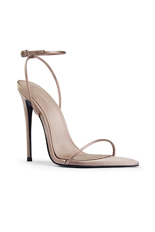 FEMME LA Andx Satin Sandal in Taupe. Size 9. Also