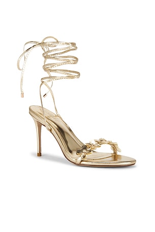 FEMME LA x REVOLVE Barely There Lace Up Heel in Metallic Gold