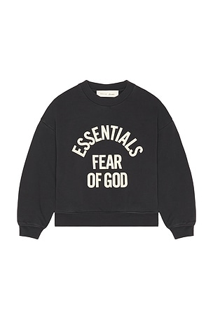 Fear of God ESSENTIALS Kids Campus 90's Crewneck Sweatshirt in Black. Size 4/5. Also