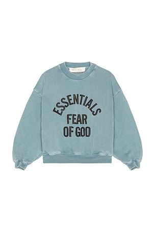 Fear of God ESSENTIALS Kids Campus 90's Crewneck Sweatshirt in Blue. Size 2/3. Also