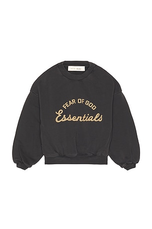 Fear of God ESSENTIALS Kids Training 90's Crewneck Sweatshirt in Black. Size 2/3. Also