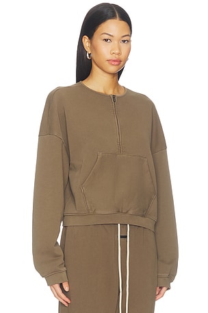 Fear of God ESSENTIALS Relaxed Half Zip Sweater in Green. Size XS. Also