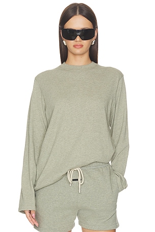 Fear of God ESSENTIALS Classic Fit Long Sleeve Tee in Green